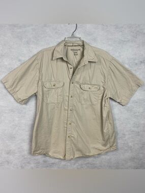 Vintage Faded Glory Shirt Men’s Large Button Down Beige Casual 90s